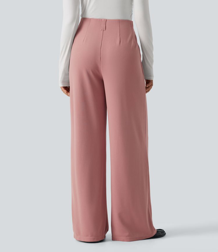 Halara Flex™ pantalon de travail en tissu gaufré, taille mi-haute, coupe large, avec poches Halara Flex™ pantalon de travail en tissu gaufré, taille mi-haute, coupe large, avec poches