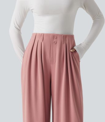 Halara Flex™ pantalon de travail en tissu gaufré, taille mi-haute, coupe large, avec poches Halara Flex™ pantalon de travail en tissu gaufré, taille mi-haute, coupe large, avec poches