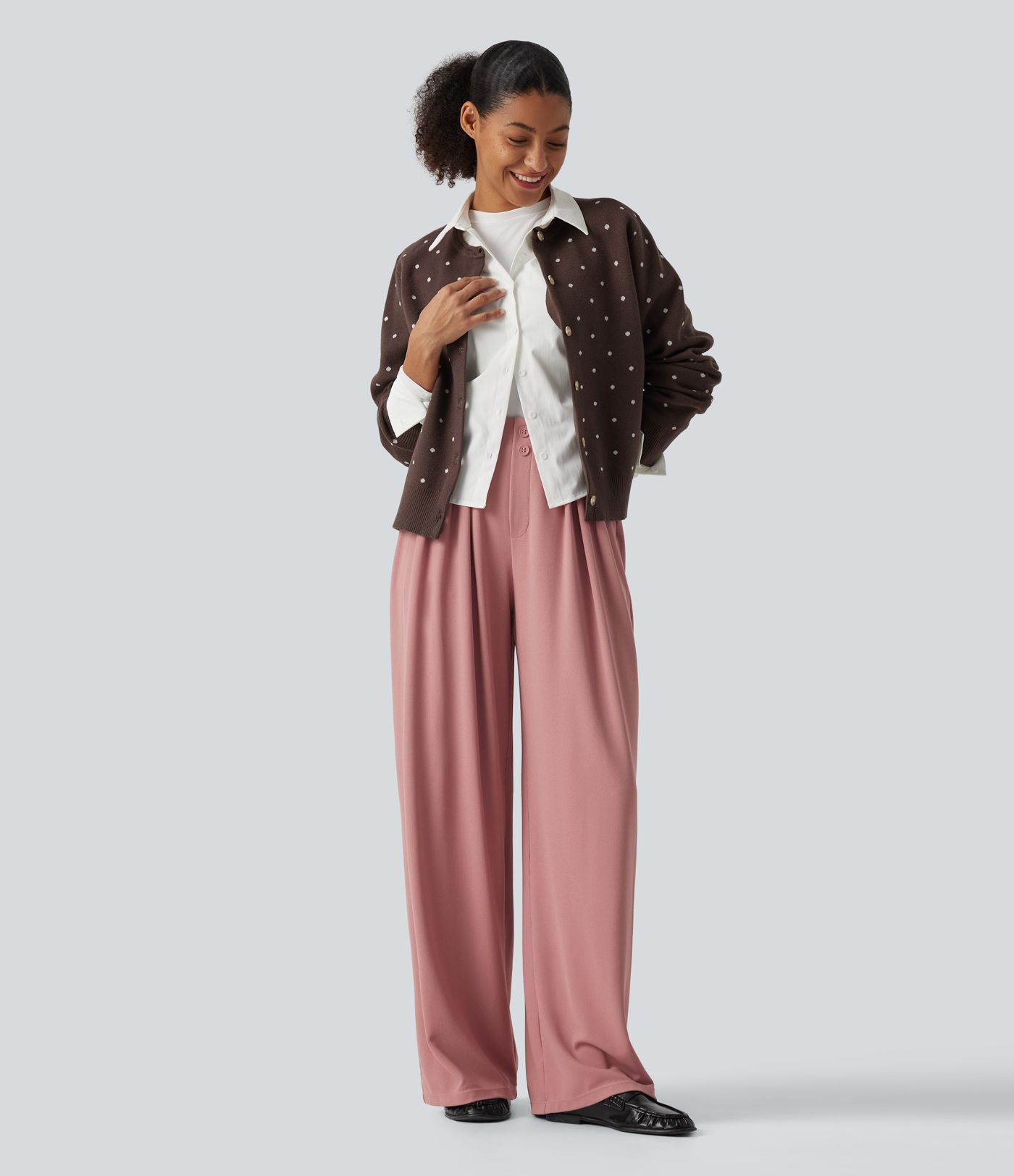 Halara Flex™ pantalon de travail en tissu gaufré, taille mi-haute, coupe large, avec poches Halara Flex™ pantalon de travail en tissu gaufré, taille mi-haute, coupe large, avec poches