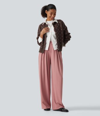 Halara Flex™ pantalon de travail en tissu gaufré, taille mi-haute, coupe large, avec poches Halara Flex™ pantalon de travail en tissu gaufré, taille mi-haute, coupe large, avec poches