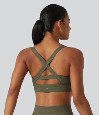 Medium Support U-Neck Built-in Bra Quick dry Running Sports Bra