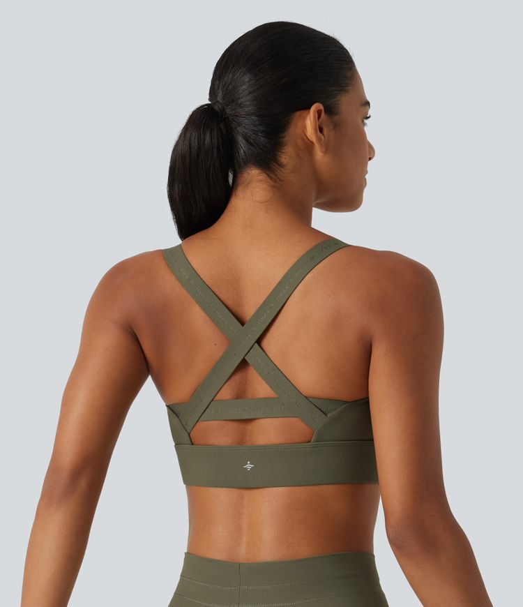 Medium Support U-Neck Built-in Bra Quick dry Running Sports Bra