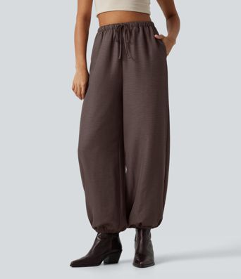 High Waisted Drawstring Casual Joggers with Pockets High Waisted Drawstring Casual Joggers with Pockets