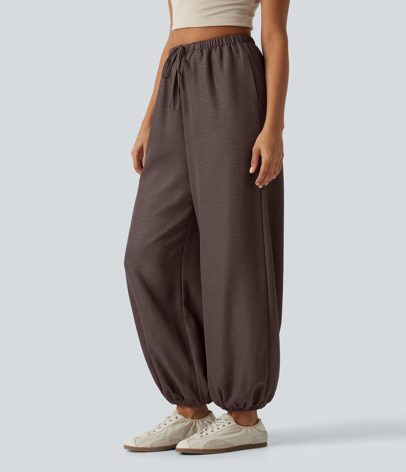 High Waisted Drawstring Casual Joggers with Pockets High Waisted Drawstring Casual Joggers with Pockets