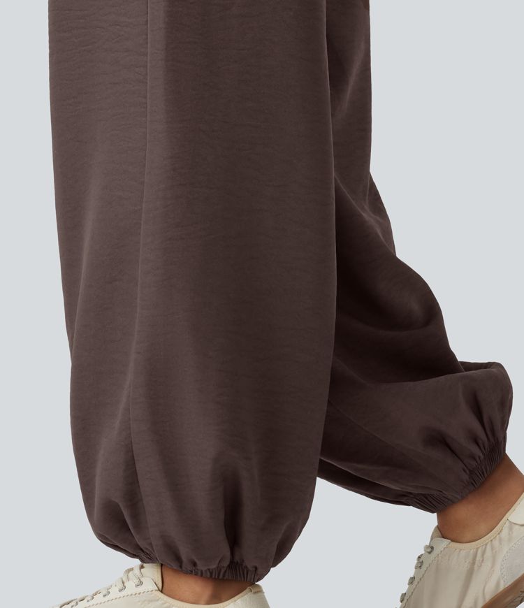 High Waisted Drawstring Casual Joggers with Pockets High Waisted Drawstring Casual Joggers with Pockets