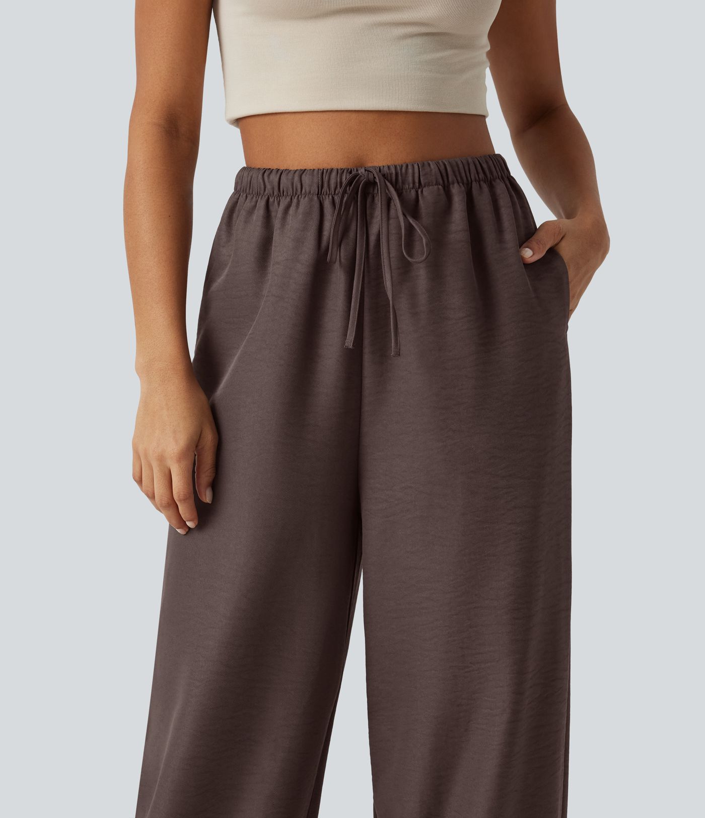 High Waisted Drawstring Casual Joggers with Pockets High Waisted Drawstring Casual Joggers with Pockets