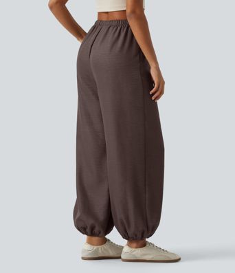 High Waisted Drawstring Casual Joggers with Pockets High Waisted Drawstring Casual Joggers with Pockets