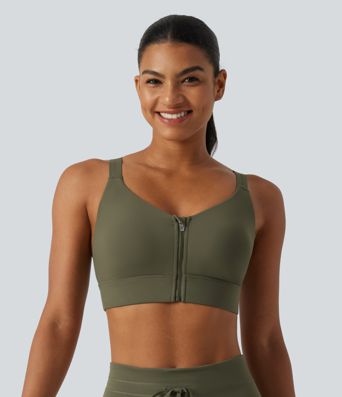 Medium Support U-Neck Built-in Bra Quick dry Running Sports Bra
