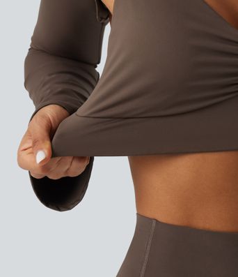 SoftlyZero™ Airy Boat Neck Flounce Long Sleeve InstantCool Yoga Sports Top with Built-in Bra SoftlyZero™ Airy Boat Neck Flounce Long Sleeve InstantCool Yoga Sports Top with Built-in Bra