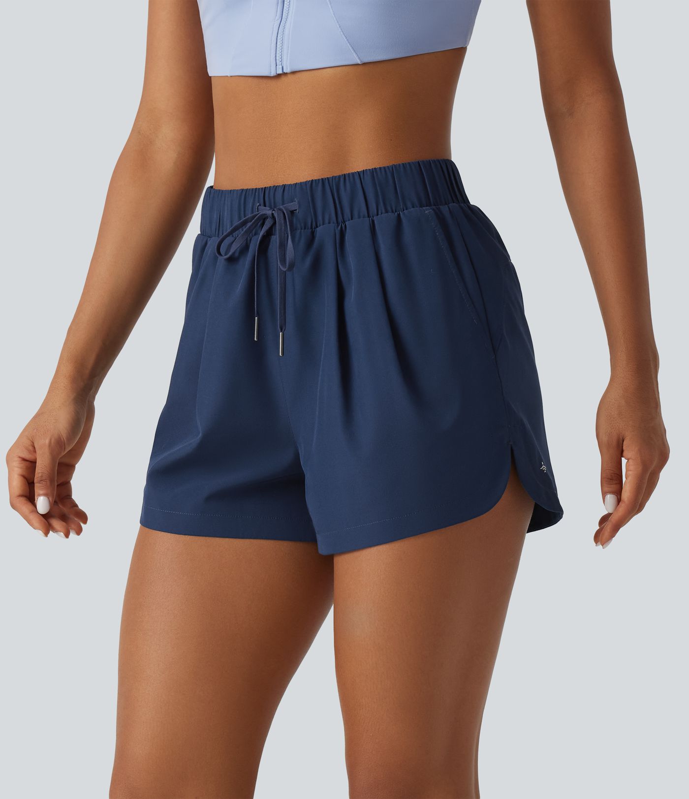 High Waisted Drawstring Workout Shorts 3" with Pockets High Waisted Drawstring Workout Shorts 3" with Pockets
