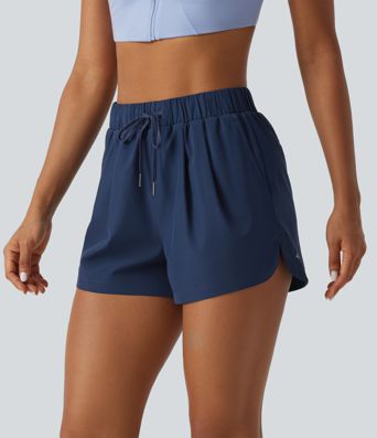 High Waisted Drawstring Workout Shorts 3" with Pockets High Waisted Drawstring Workout Shorts 3" with Pockets