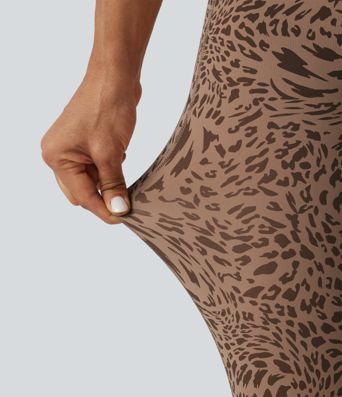 Halara UltraSculpt™ leggings de yoga skinny à taille haute avec effet croisé, imprimé léopard, avec poches