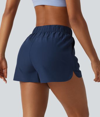 High Waisted Drawstring Workout Shorts 3" with Pockets High Waisted Drawstring Workout Shorts 3" with Pockets