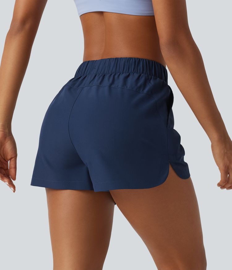 High Waisted Drawstring Workout Shorts 3" with Pockets High Waisted Drawstring Workout Shorts 3" with Pockets