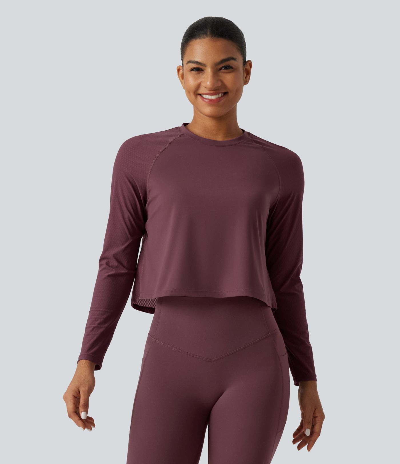 Round Neck Raglan Long Sleeve Quick Dry InstantCool Running Sports Top