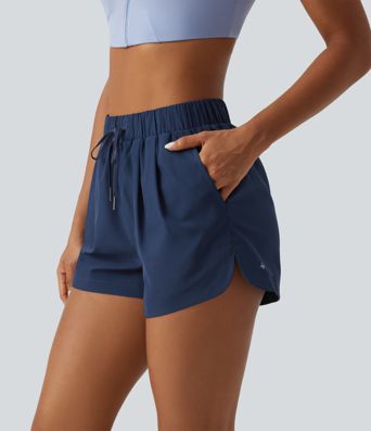 High Waisted Drawstring Workout Shorts 3" with Pockets High Waisted Drawstring Workout Shorts 3" with Pockets