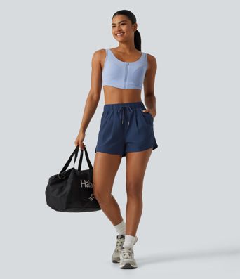 High Waisted Drawstring Workout Shorts 3" with Pockets High Waisted Drawstring Workout Shorts 3" with Pockets
