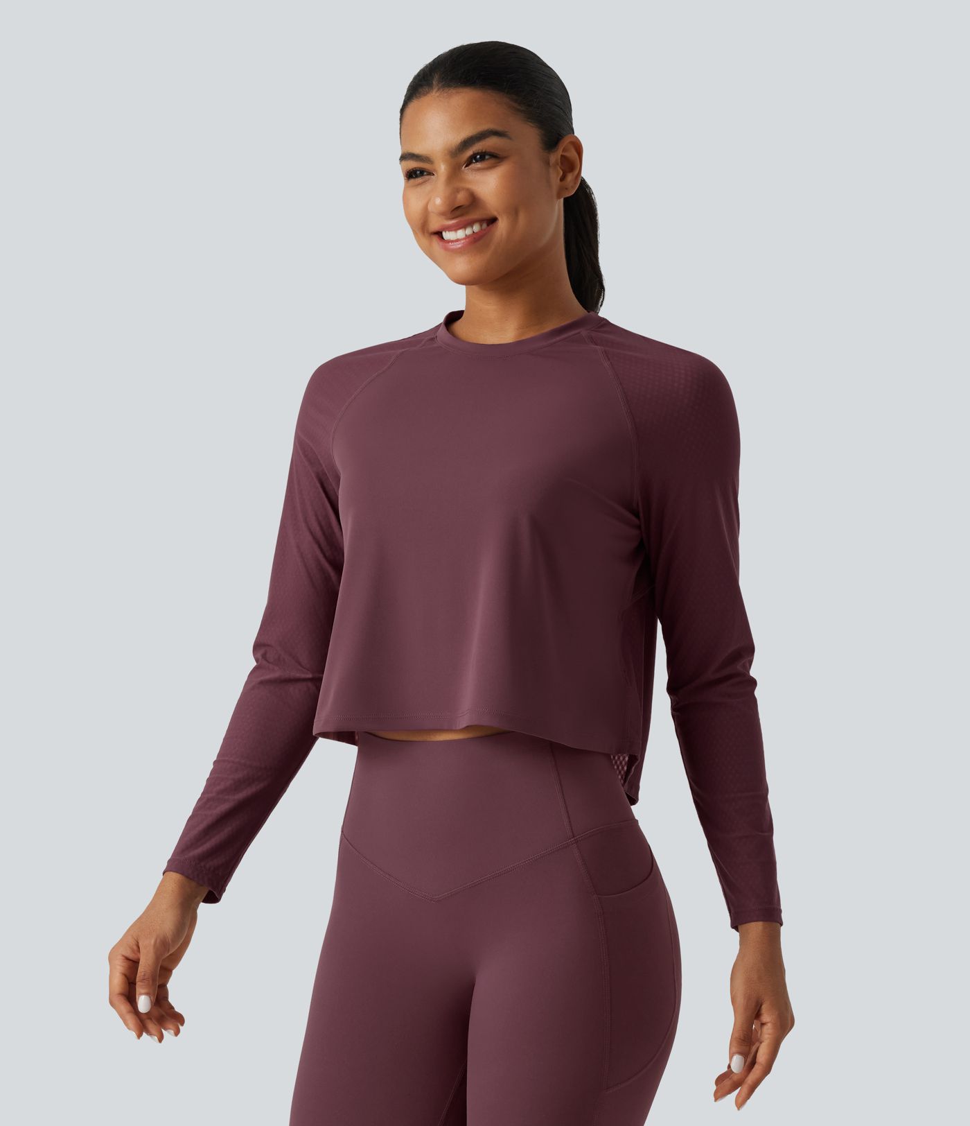 Round Neck Raglan Long Sleeve Quick Dry InstantCool Running Sports Top