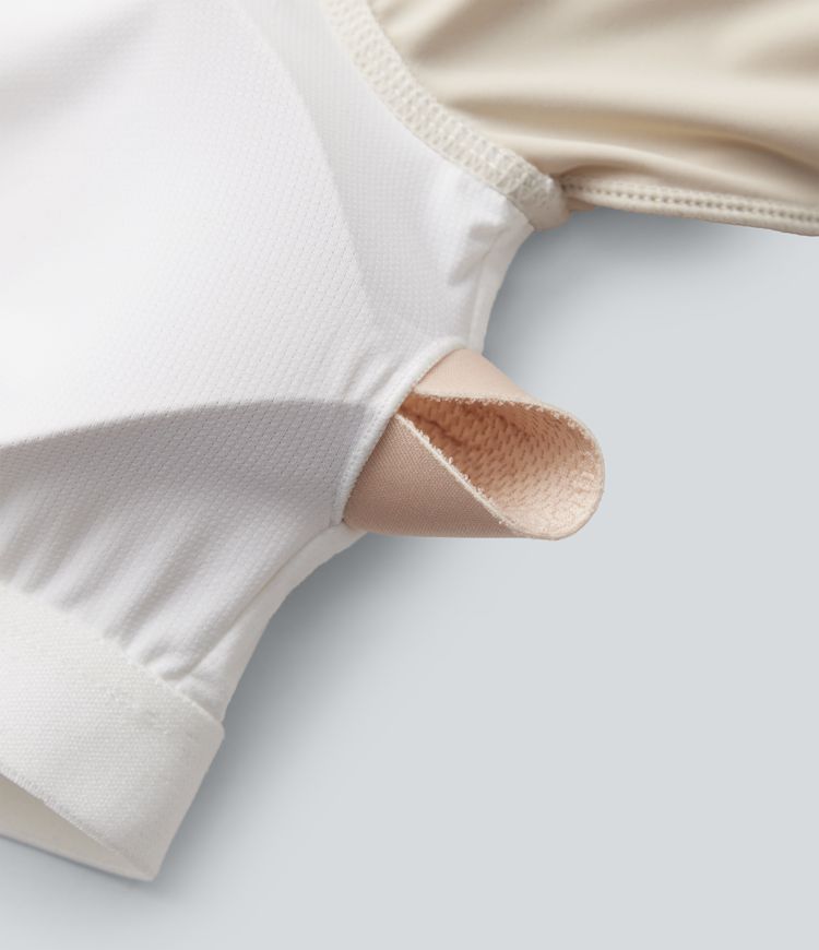 InstantCool Round Neck Raglan Long Sleeve Slim Yoga Sports Top with Built-in Bra