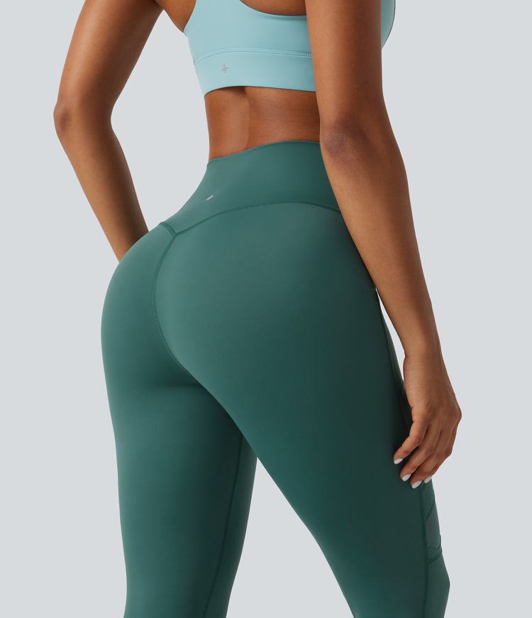 Speedwave™ Air High Waisted Crossover Contrast Mesh Running Leggings with Pockets Speedwave™ Air High Waisted Crossover Contrast Mesh Running Leggings with Pockets