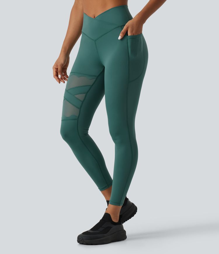Speedwave™ Air leggings de running taille haute à ceinture croisée, avec inserts en mesh contrastant et poches