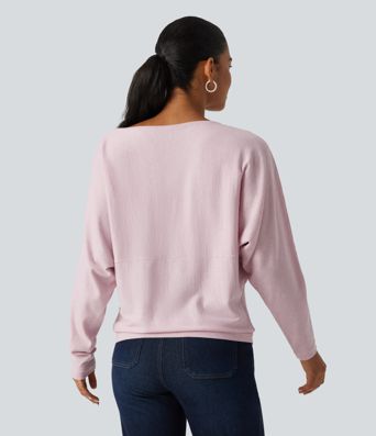 Boat Neck Long Sleeve Casual Sweater