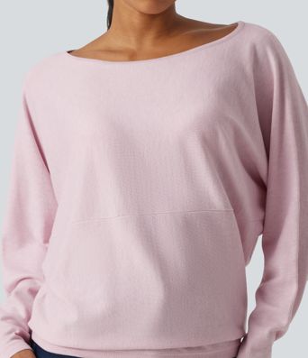 Boat Neck Long Sleeve Casual Sweater