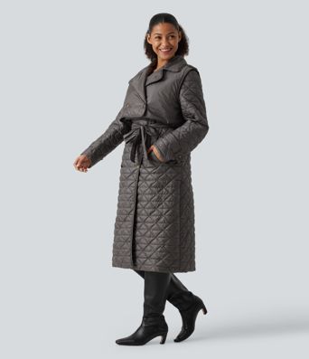 Water Repellent Long Sleeve Quilted Work Padded Jacket with Pockets