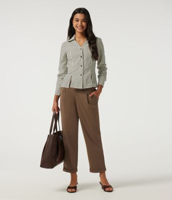Halara Flex™ DayStretch High Waisted Tapered Rolled Hem Work Pants with Pockets Halara Flex™ DayStretch High Waisted Tapered Rolled Hem Work Pants with Pockets