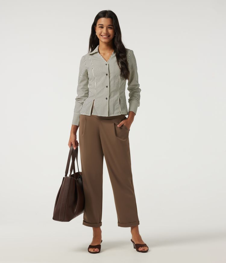Halara Flex™ DayStretch High Waisted Tapered Rolled Hem Work Pants with Pockets Halara Flex™ DayStretch High Waisted Tapered Rolled Hem Work Pants with Pockets