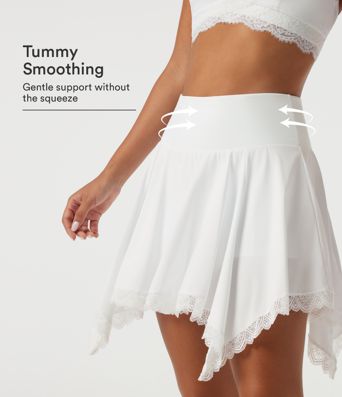 Breezeful™ High Waisted Tummy Control Contrast Lace A-Line Workout Mini Skirt with Built-in Shorts and Pockets Breezeful™ High Waisted Tummy Control Contrast Lace A-Line Workout Mini Skirt with Built-in Shorts and Pockets