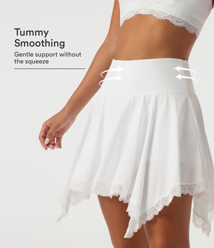 Breezeful™ High Waisted Tummy Control Contrast Lace A-Line Workout Mini Skirt with Built-in Shorts and Pockets Breezeful™ High Waisted Tummy Control Contrast Lace A-Line Workout Mini Skirt with Built-in Shorts and Pockets