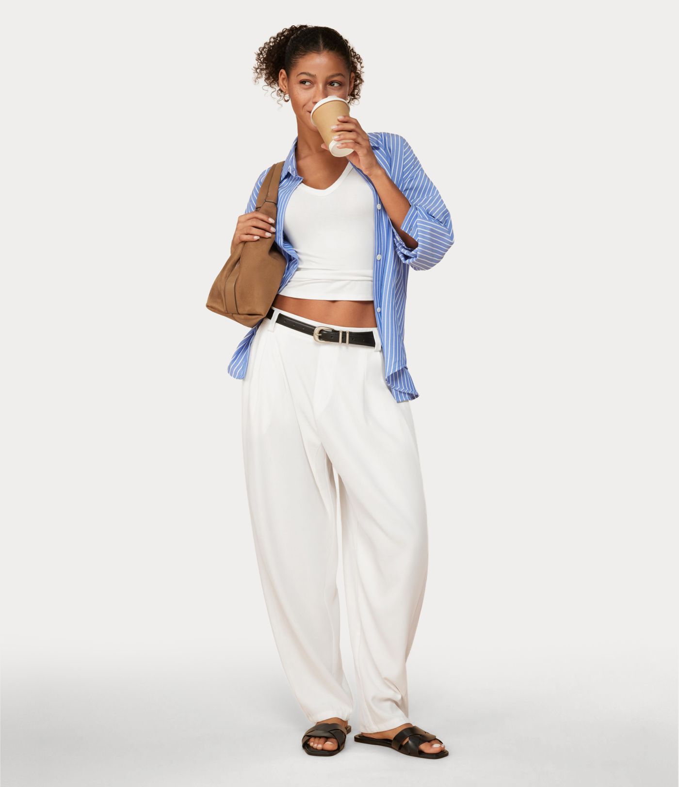 Mid Rise Pocket Barrel Leg Work Trousers Mid Rise Pocket Barrel Leg Work Trousers