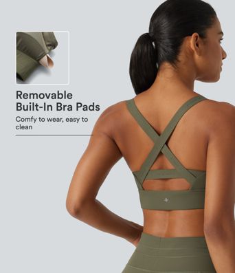 Medium Support U-Neck Built-in Bra Quick dry Running Sports Bra
