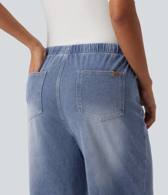 Halara Flex™ Mid Rise Drawstring Wide Leg Casual Cotton Jeans with Pockets