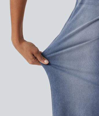 Halara Flex™ Mid Rise Drawstring Wide Leg Casual Cotton Jeans with Pockets