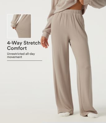 High Waisted Straight Leg Lounge Pants with Pockets High Waisted Straight Leg Lounge Pants with Pockets
