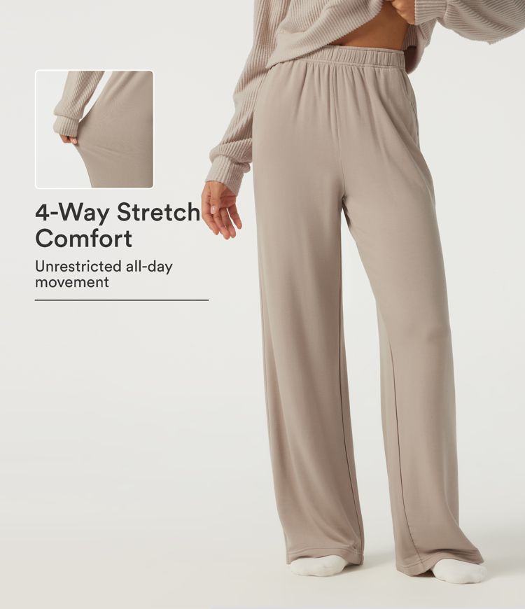 High Waisted Straight Leg Lounge Pants with Pockets High Waisted Straight Leg Lounge Pants with Pockets