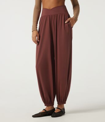 SoftlyZero™ Airy High Waisted Ruched Casual Pants with Pockets