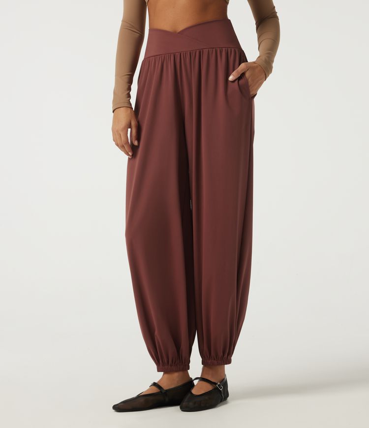 SoftlyZero™ Airy High Waisted Ruched Casual Pants with Pockets
