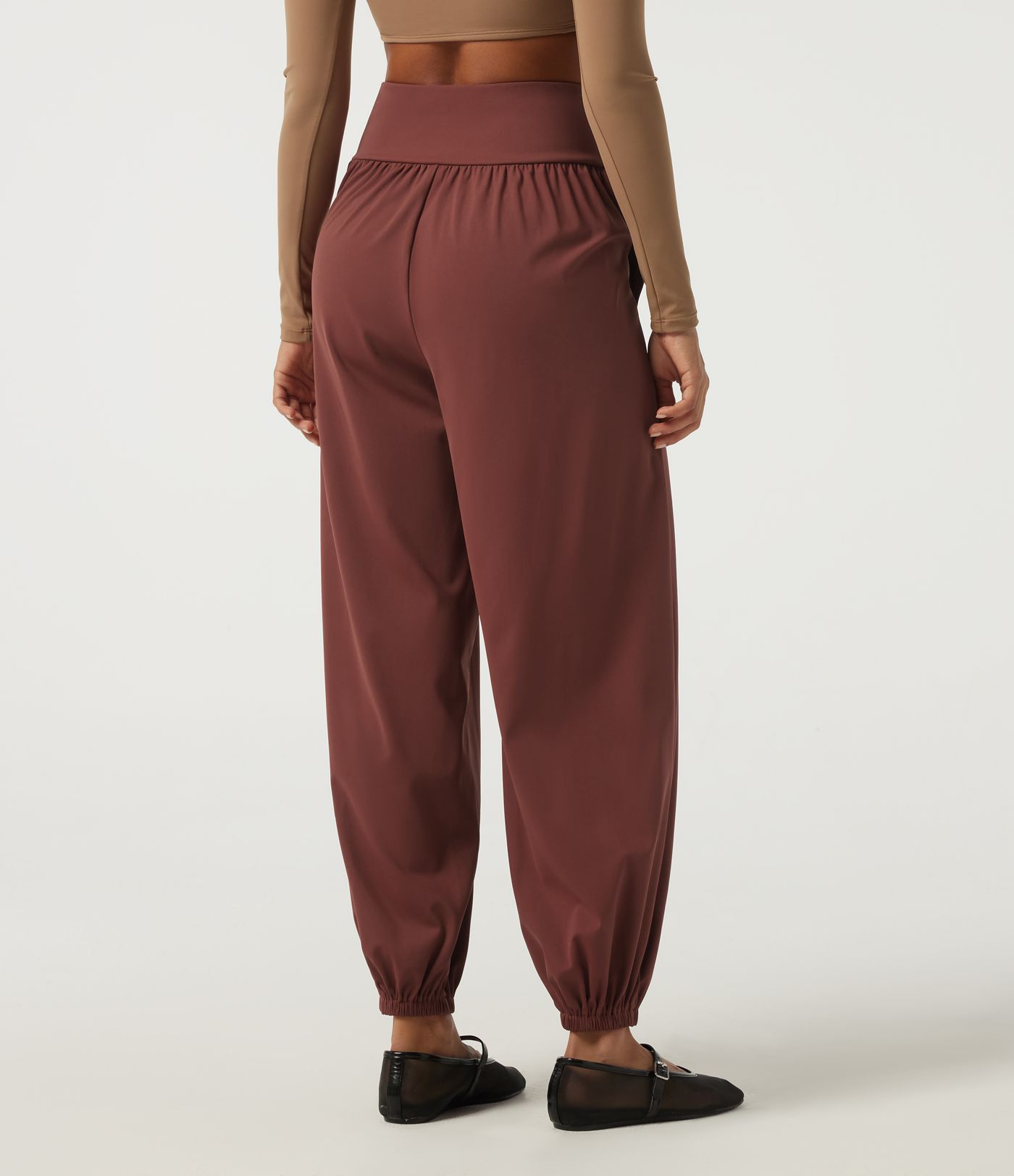 SoftlyZero™ Airy High Waisted Ruched Casual Pants with Pockets