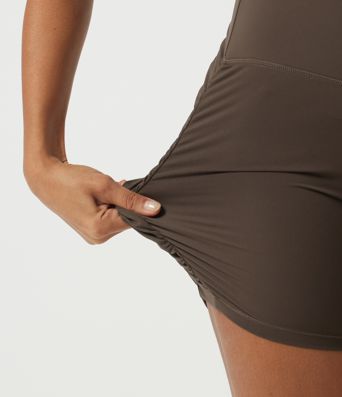 SoftlyZero™ Plush High Waisted Tummy Control Ruched Skinny Cycling Biker Shorts 7" with Pocket