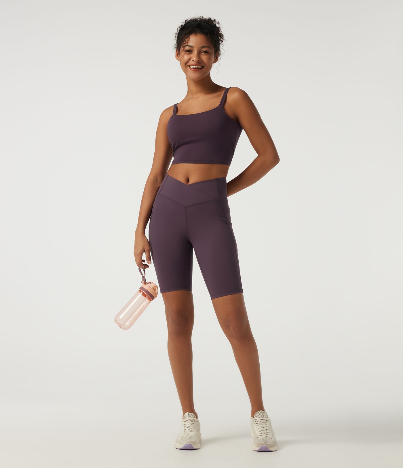 Speedwave™ High Waisted Crossover Tummy Control Skinny Cycling Biker Shorts 9" with Pockets Speedwave™ High Waisted Crossover Tummy Control Skinny Cycling Biker Shorts 9" with Pockets