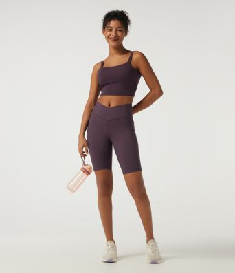 Speedwave™ High Waisted Crossover Tummy Control Skinny Cycling Biker Shorts 9" with Pockets Speedwave™ High Waisted Crossover Tummy Control Skinny Cycling Biker Shorts 9" with Pockets