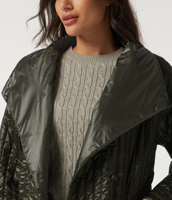 Stand Collar Long Sleeve Belted Longline Work Padded Jacket with Pockets Stand Collar Long Sleeve Belted Longline Work Padded Jacket with Pockets