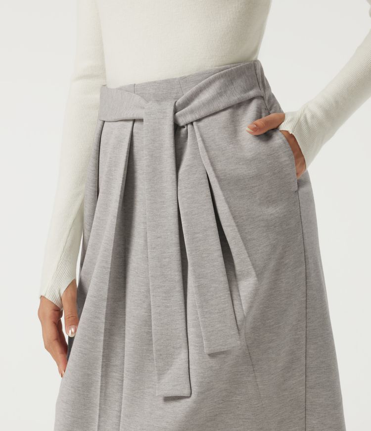 Jupe midi taille haute à nouer à l'avant pour le bureau, avec poches