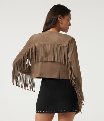 V Neck Long Sleeve Fringe Suede Casual Blazer V Neck Long Sleeve Fringe Suede Casual Blazer