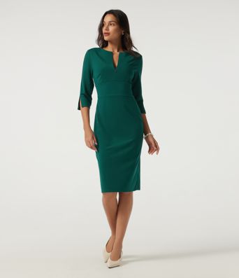 3/4 Sleeve Bodycon Work Midi Dress