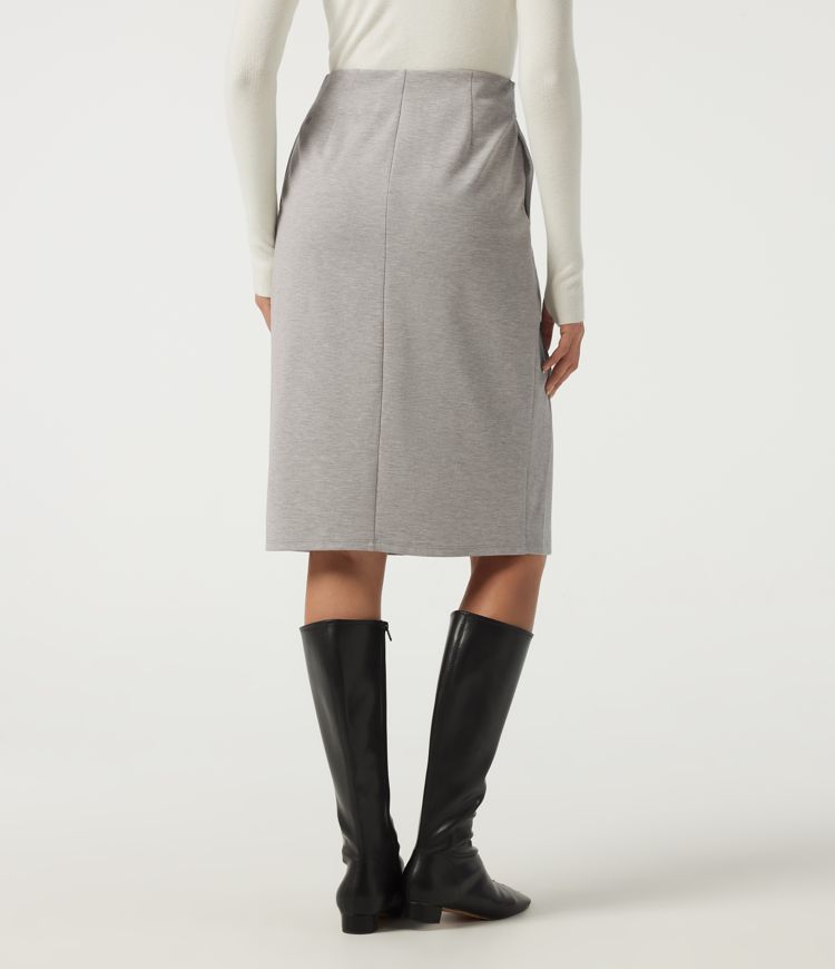 Jupe midi taille haute à nouer à l'avant pour le bureau, avec poches