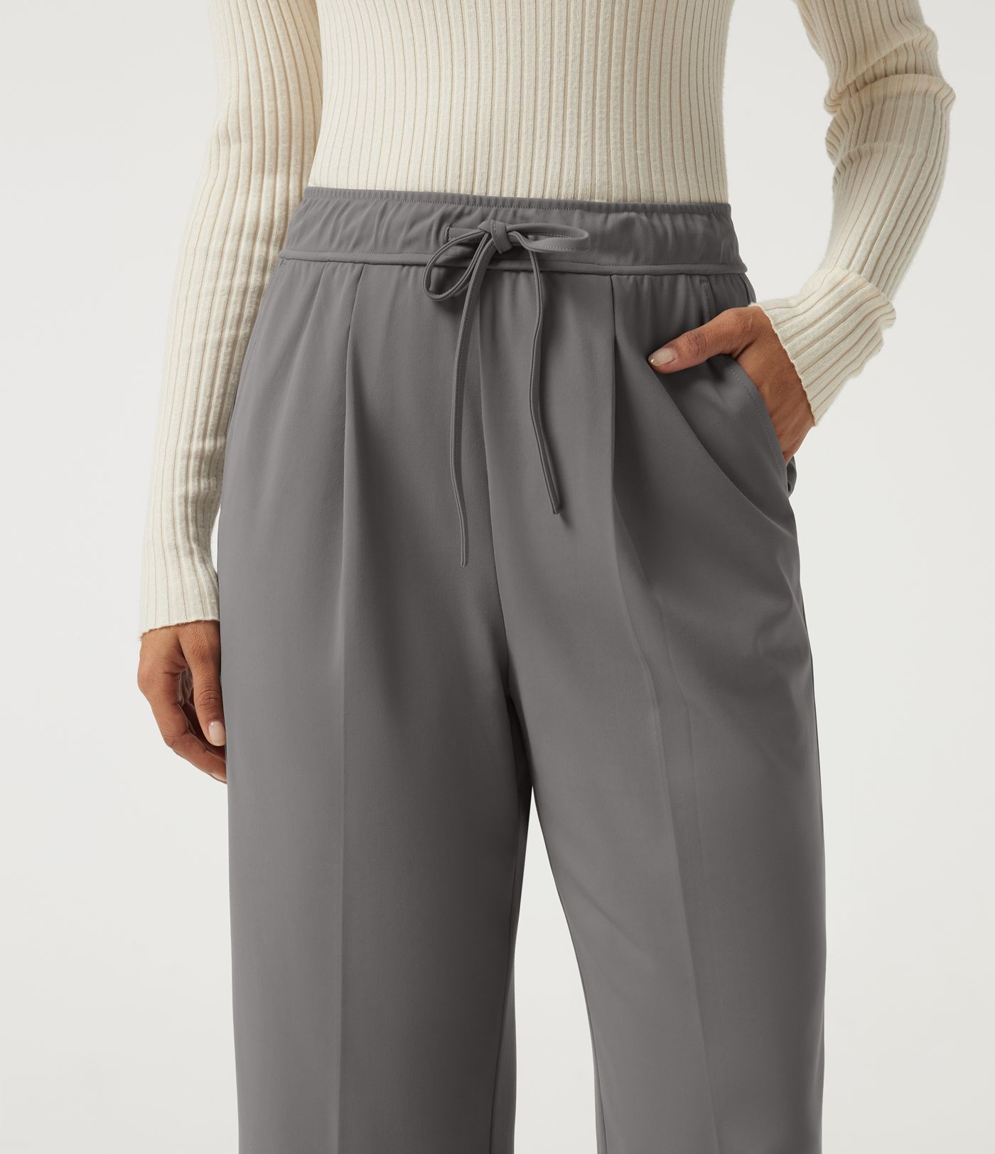 Halara Flex™ DayStretch High Waisted Drawstring Tapered Pleated Work Pants with Pockets